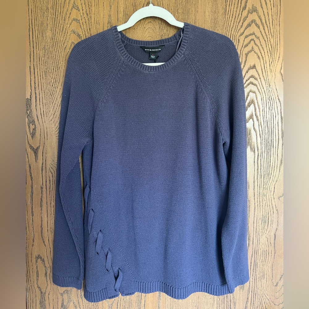 Rock & Republic Sweater with side lace, Large, New with Tags